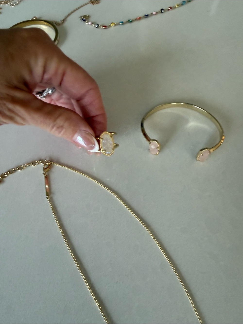 Kendra Scott jewelry set with Bracelet, with Light Pink Stones